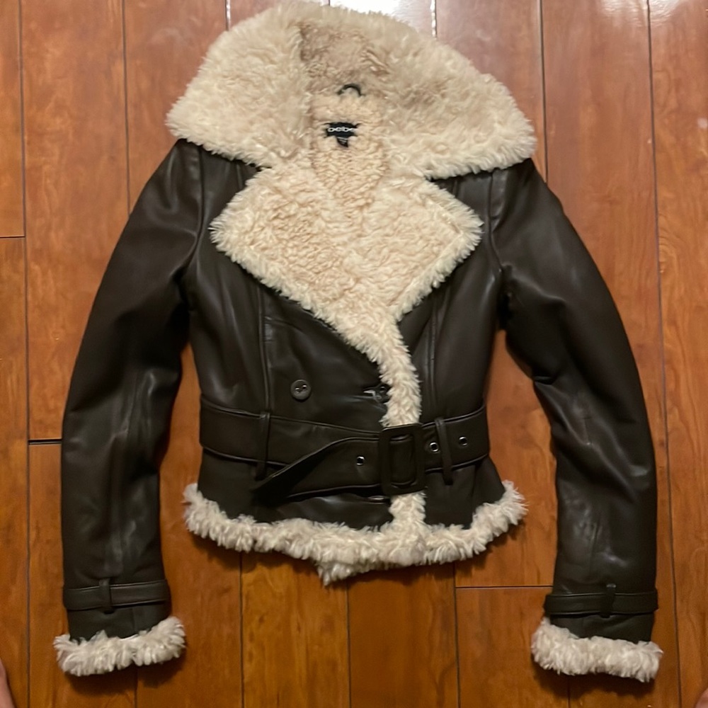 Bebe leather and furry Jacket